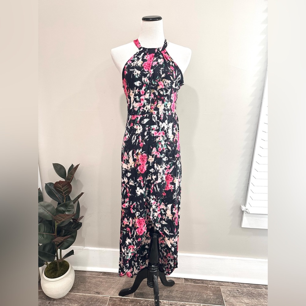 ASTR Floral Hi Low Midi Halter Dress Medium